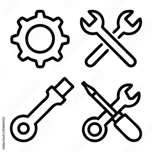 Tools icon set silhouette