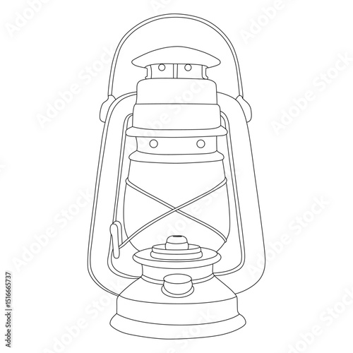 Old oil lamp line art vector design. Old oil lamp outline illustration design.