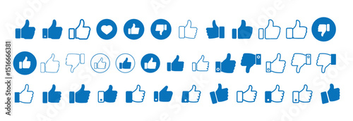 Social Media Like and Dislike Icons Set – Blue Thumbs Up & Down icon, Victor illustration eps 10