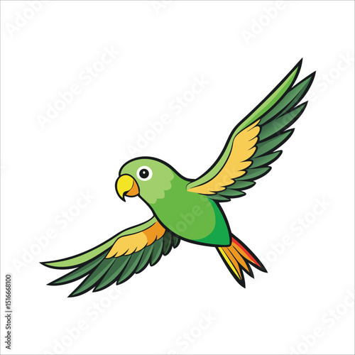 Parakeet bird flying logo vector illustration isolated on white background