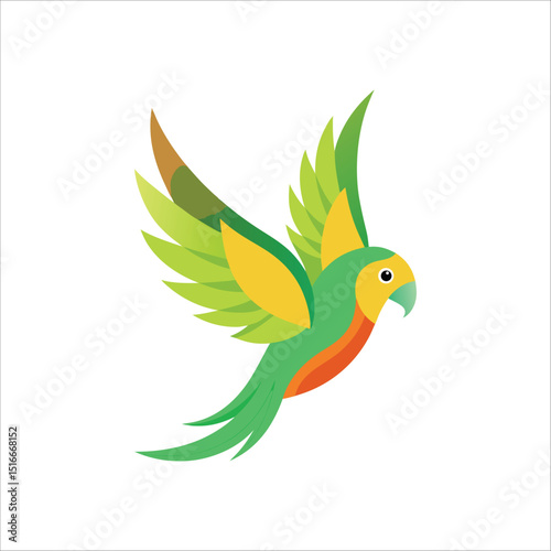 Parakeet bird flying logo vector illustration isolated on white background