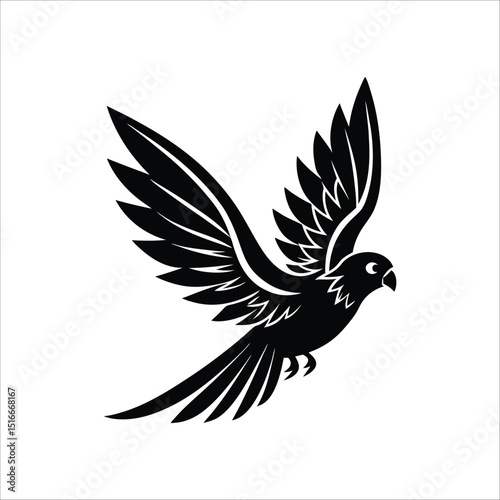 Parakeet bird flying logo vector illustration isolated on white background