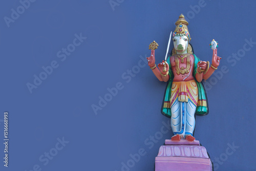 Hayagriva - Horse-headed Avatar of Lord Vishnu, Hindu God of Wisdom, Purple Background,  Indian Mythology photo