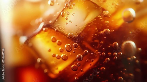 Refreshing Cold Soda with Effervescent Bubbles