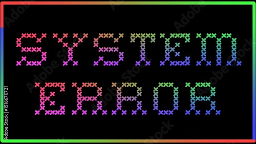 Animation of colorful flashing SYSTEM ERROR text with frame progress line