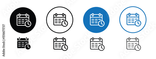 Set of colored pixel perfect Work schedule icon with 1 unexpanded, 1 silhouette, Calendar or checklist icon representing employee work schedule.