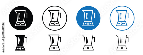 Set of colored pixel perfect Blender icon with 1 unexpanded, 1 silhouette, Kitchen blender icon symbolizing food preparation and blending appliances.