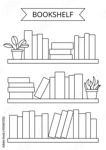 Bookshelf, reading journal template. Printable reading tracker