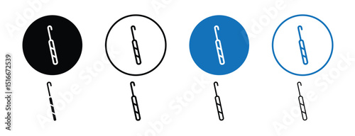 Set of colored pixel perfect Crochet needle icon with 1 unexpanded, 1 silhouette, Icon of crochet needle representing knitting, crafting, and needlework.