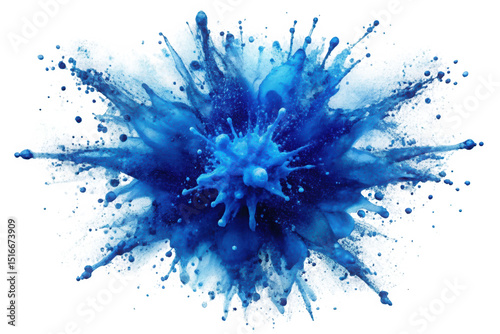 An abstract explosion of vibrant blue hues creating a dynamic splash effect. Ideal for creative projects needing a burst of color and energy.