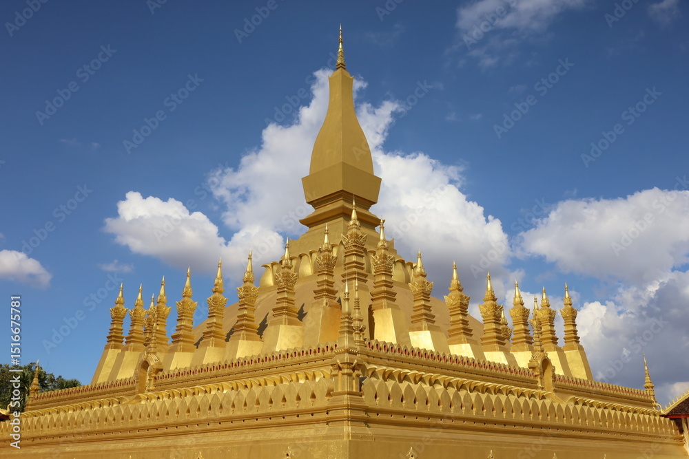 Naklejka premium Golden Stupa, That Luang Vientiane Laos