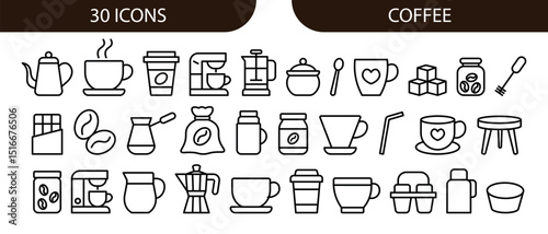 A collection of 30 coffee related icons
