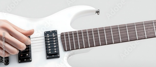 White Guitar Play Closeup