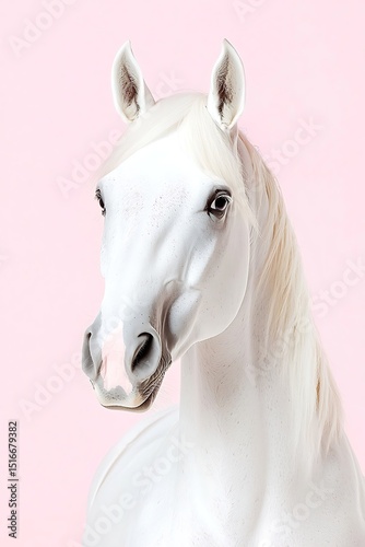 White Horse Pink Background