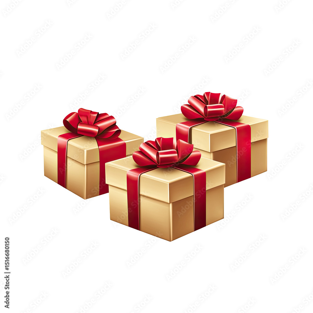 Obraz premium Three gift boxes with red ribbons