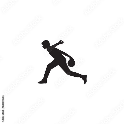 Bowling player silhouette in action sports concept vector illustration design