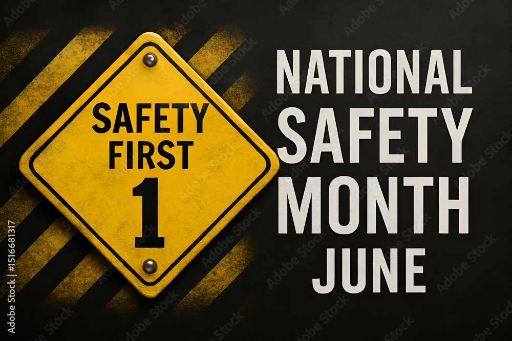 Fototapeta premium Safety First Awareness: June Campaign with Hard Hat