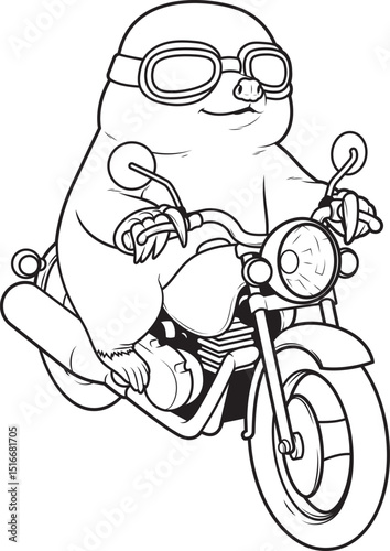 Mole Motorcycle Animal Vector Graphic Art Illustration