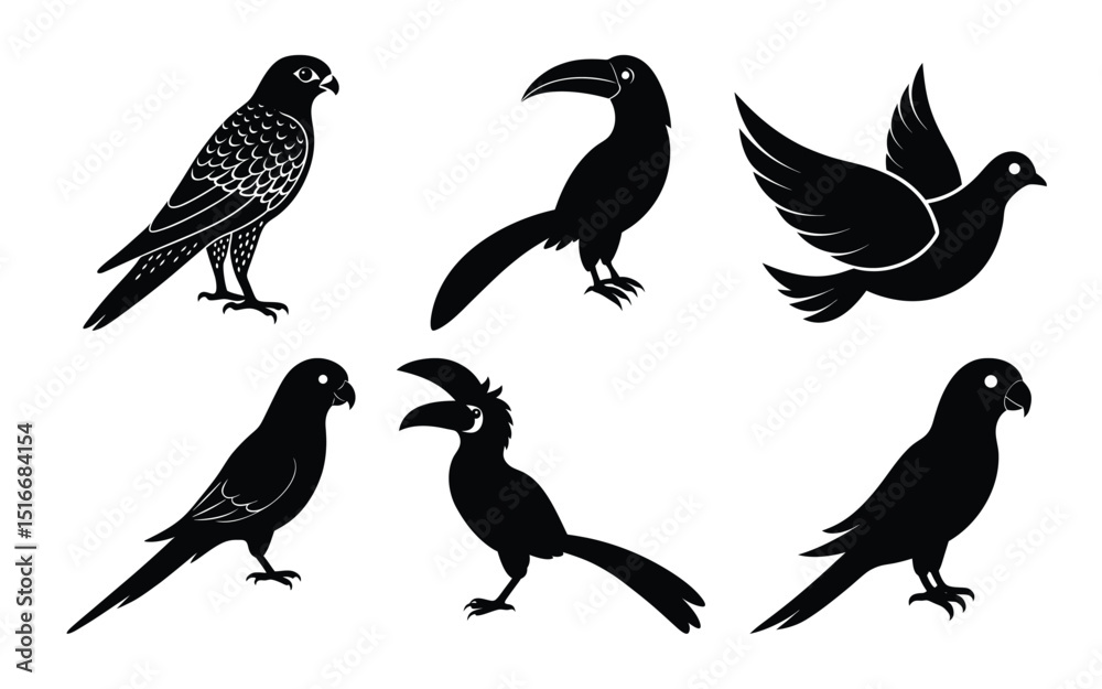 Fototapeta premium bird breeds silhouette on a white background