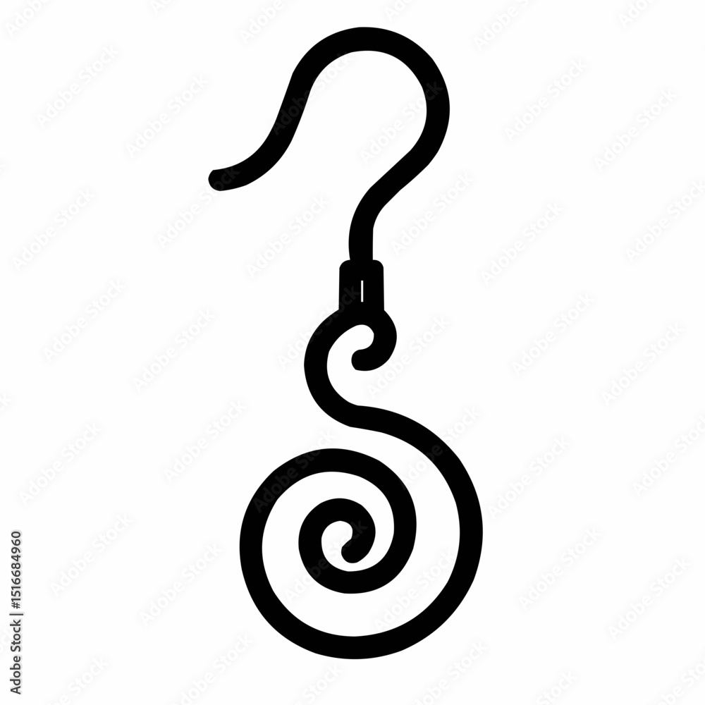 Fototapeta premium Outlined earring forming from wire spiral — hand-shaped elegance.