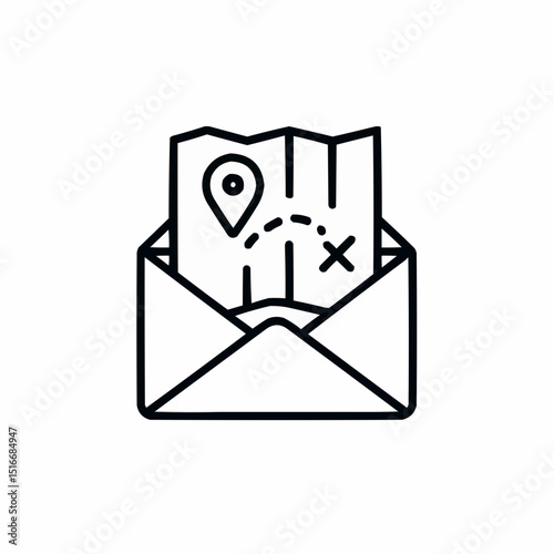 Outlined envelope with map symbols inside — mailing memories.