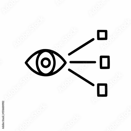 Outlined eye and sensor beams — AR object recognition.