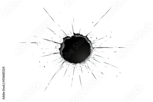Shattered glass effect, bullet hole