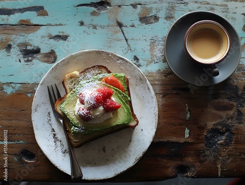 Close-Up of Fresh Avocado Toast on a Rustic Wooden Table