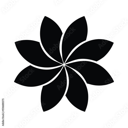 Minimal black flower petals in simplified linear art style Vector illustration