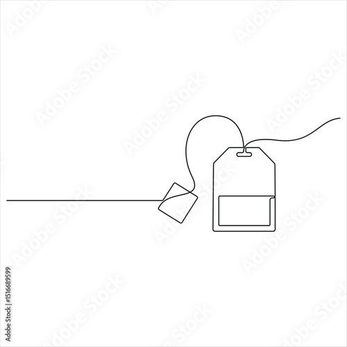 Continuous Line Illustration of a paper Tea bag Warm Herbal Drink for a Refreshing Morning