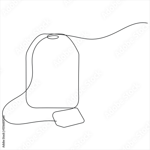 Continuous Line Illustration of a paper Tea bag Warm Herbal Drink for a Refreshing Morning