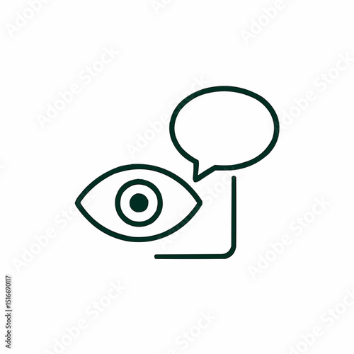 Outlined eye and speech bubble combo — visual + verbal feedback.