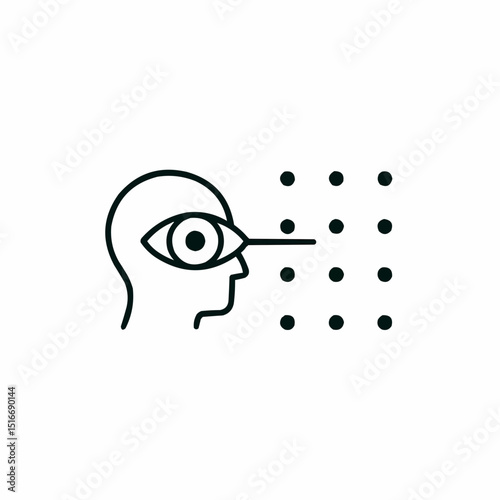 Outlined eye focusing on one dot among many — selective attention.