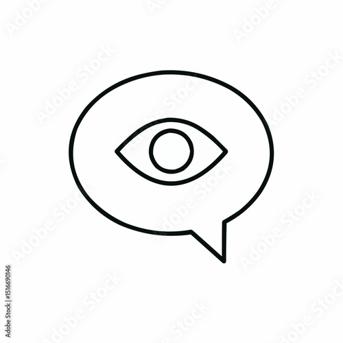 Outlined eye inside a speech bubble — observer or listener role.