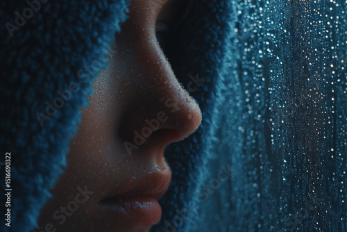 Person watch raindrops feeling of melancholy and serenity
