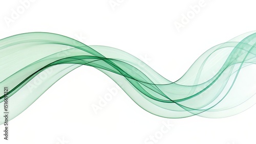 Flowing Green Smoke Waves Over Transparent Canvas ? A Visual Metaphor for Freshness and Organic Motion