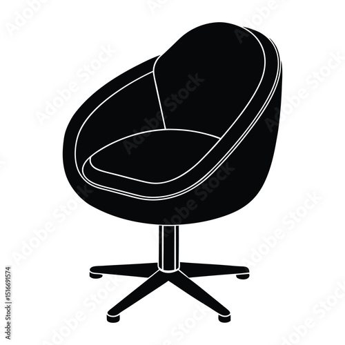 pod style swivel chair silhouette vector illustration.