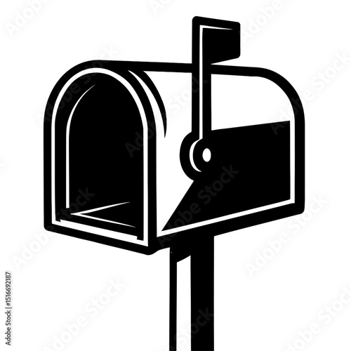 Classic Black and White Mailbox Vector - Traditional Postbox Illustration for Mail, Communication, and Home Delivery Themes