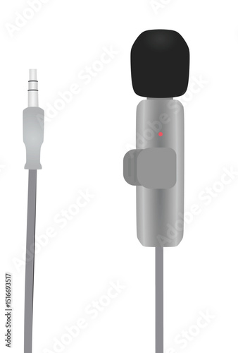 Lavalier small microphone. vector illustration