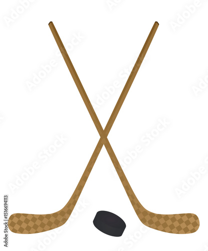 Brown hockey sticks . vector illustration
