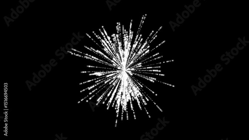 Red sparkles explosion, fireworks burst isolated on black background with alpha matte.
