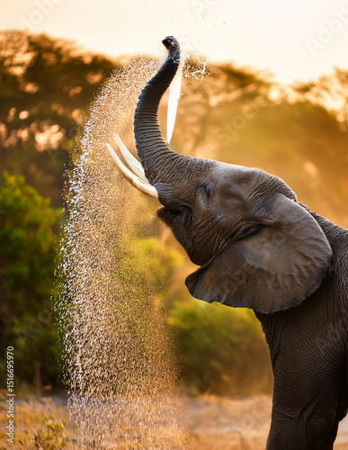 elephant in the water photo