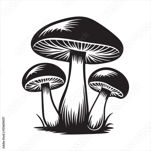 Wild Mushrooms Group: Forest Fungi Illustration for Nature, Food, and Woodland Designs

