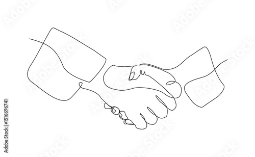 continuous line drawing of handshake business agreement big deal contract success. Vector illustration sketch editable stroke