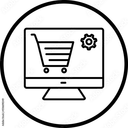 Online Shop Line Icon Style