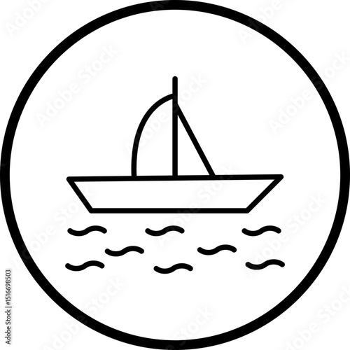 Sailboat Line Icon Style