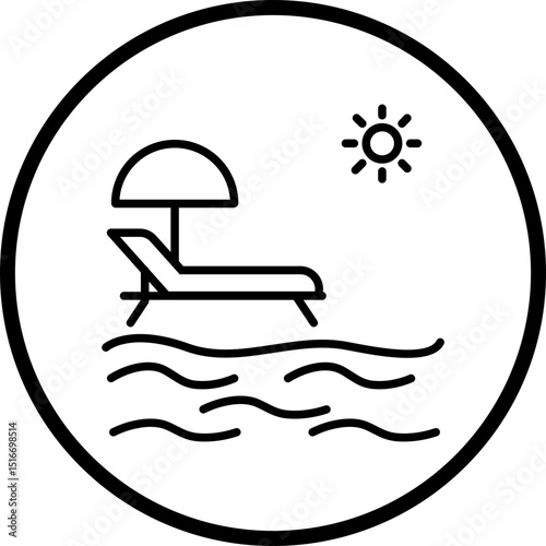 Beach Umbrella Line Icon Style