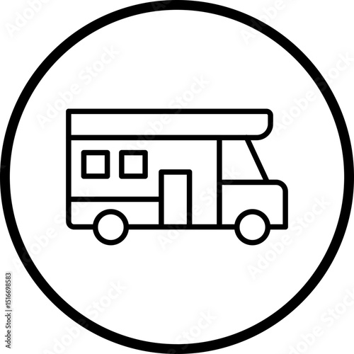 Camper Van Line Icon Style