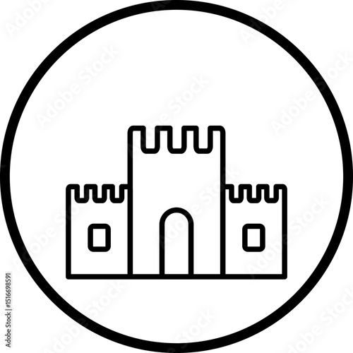 Sand Castle Line Icon Style