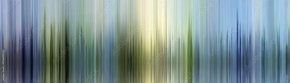 Obraz premium Vertical streaks of blue, green, and beige create an abstract, blurred landscape with a calming, serene effect.
